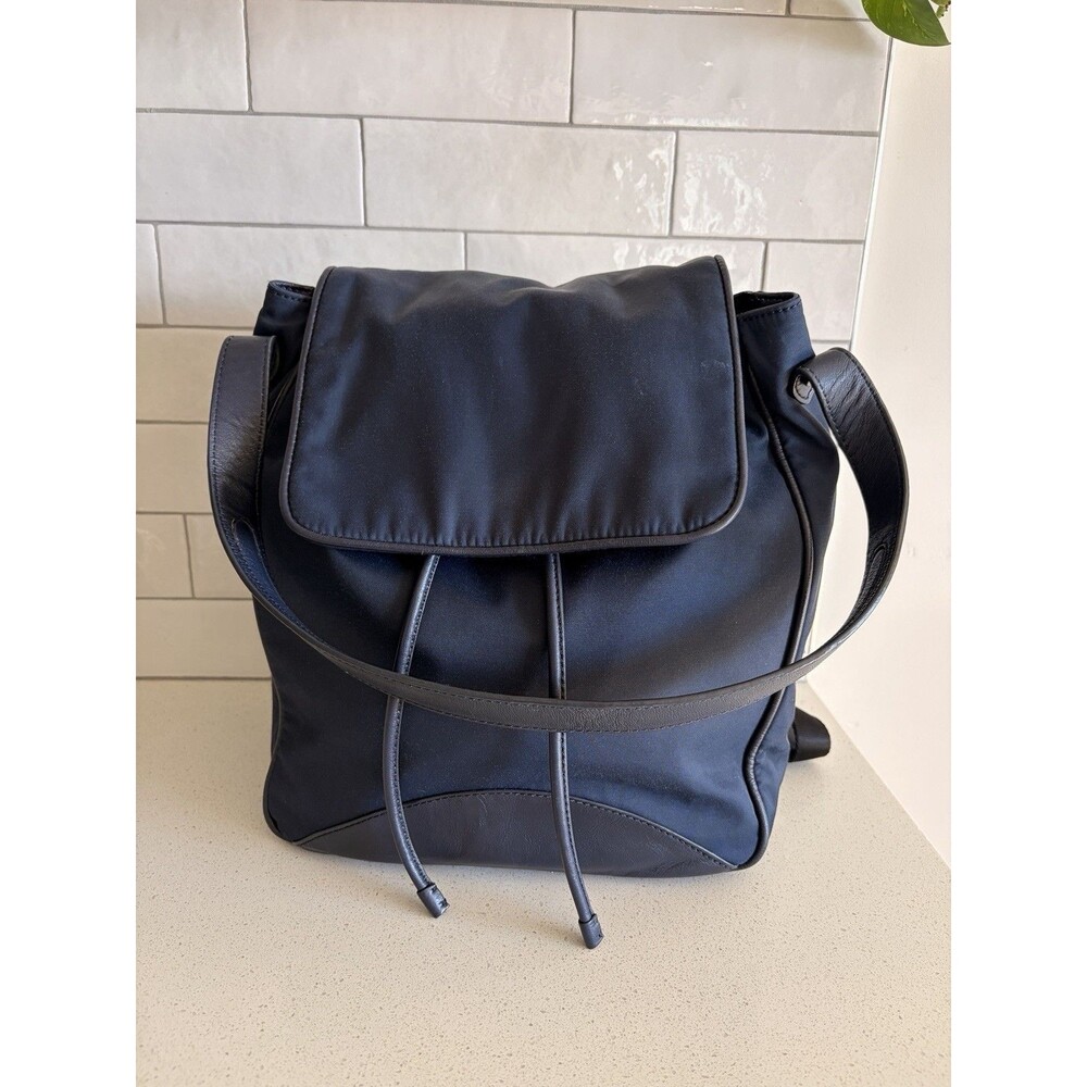 Cole Haan Zerogrand Navy Blue Nylon Backpack CHR14036 Drawstring Top Handle (P3)